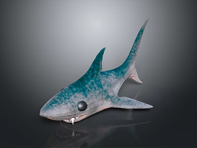 Cartoon Shark Character 3D Model With Blue Spots And Large Eyes Design 3d model