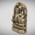 Traditional Intricate Carved Sculpture Seated Figure With Dragon Motifs And Detailed Design