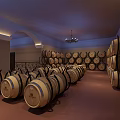 Wine Barrel Specialty Store With Arched Ceiling Chandeliers And Neatly Arranged Barrels