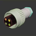 Metal Electrical Connector With Silver Housing Black Interior And Yellow Contacts