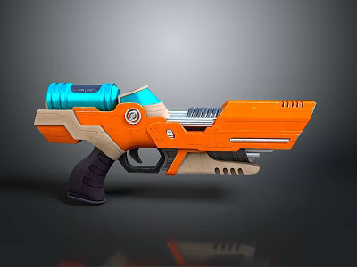 Colorful Orange And Blue Toy Gun With Modern Design Grip And Cylindrical Top 3d model