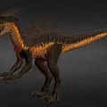 Detailed Spiked Dinosaur With Black Yellow Orange Features Standing In 3D Render Model