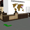 Supermarket Cross-border E-commerce Direct Purchase Experience Center With World Map Checkout Counters Shelves Green Arrows