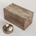 Rustic Wooden Chest With Vintage Wood Grain Metal Hardware And Decorative Stones