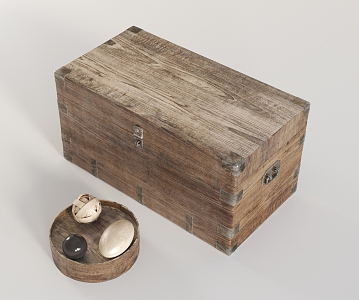 Old wooden box 3d model