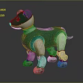Green And White Robotic Dog Figure With Four Legs And Mechanical Design