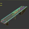 Red Train Traveling On Railway Bridge With Track And Safety Railings