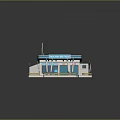 Lucky Brothers Gas Station With Blue Neon Lights On Roof And Arrow Pointing To Entrance