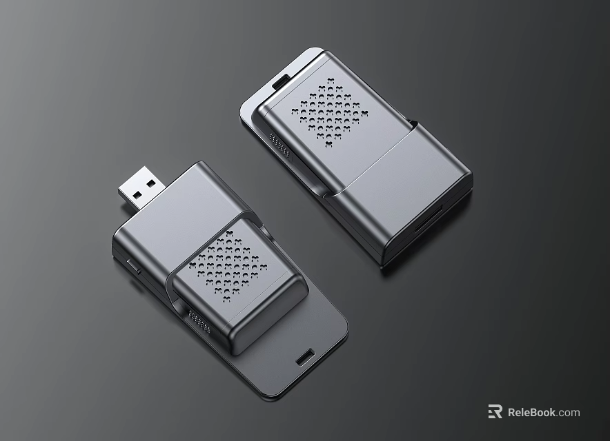 Sleek Gray USB Card Reader Adapter Devices With Mesh Vent Design For Phones 3d model 