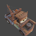 Animated Rustic Brown Truck Character With Big Eyes And Friendly Smile