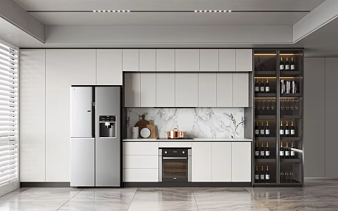 Modern Kitchen Integrated Wine Cabinet 3d model