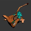 Cute Cartoon Tiger Character In Blue Outfit With Green Headband And Outstretched Paws