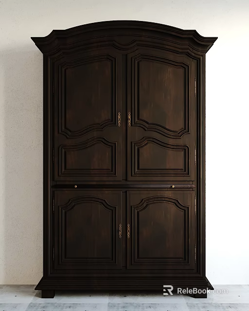 Vintage Style Shower Sauna Wooden Cabinet With Carved Design And Classic Finish 3d model 