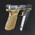 Modern Weapon Tactical Pistol With Textured Grip And Silver Slide Features