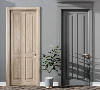 Modern swing door simple door combination 3d model