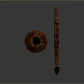 Artisan Crafted Traditional Chinese Wooden Inkstone And Writing Brush With Carved Patterns