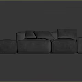 Gray Fabric Sectional Sofa With Multiple Cushions For Modern Living Room