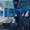 Futuristic Sci Fi KTV Interior With Blue Lights And Space Decor 3d model