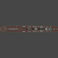 Vintage Warship With Multiple Funnels Tall Masts Gray And Brown Hull Deck Details