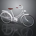 Vintage White Bicycle with Red Seat Headlight and Reflective Surface Design 3d model