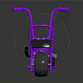 Purple Frame Tricycle With Blue Seat And Wheels On Dark Reflective Surface