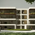 Modern Multi storey Detached Villa With Balconies Greenery And Large Windows
