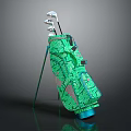 Green Golf Bag With Stand And Golf Clubs Sports Equipment