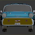 Blue Classic Vintage Car With Shiny Exterior And Retro Body Design On Reflective Surface