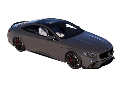 Gray Two Door Sports Car With Black Roof Streamlined Body Black Wheels Red Brake Calipers 3d model
