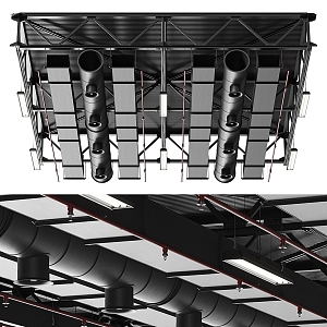 Industrial wind ventilation pipe ceiling 3d model