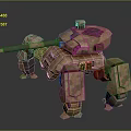Futuristic Rustic Armored Mech Tank With Quadruped Legs And Cannon Structure