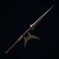 Ancient Polearm Weapon With Long Metal Shaft And Crescent Blade Design 3d model