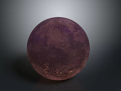 Mystical Purple Sphere With Biological Textures And Patterns On Dark Background 3d model
