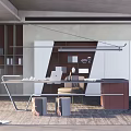 Modern Study Room Interior Design With Spacious Desk Bookshelves And Comfortable Chair