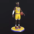 Man Wearing Yellow Lakers Jersey Number 23 With Golden Crown Holding Basketball