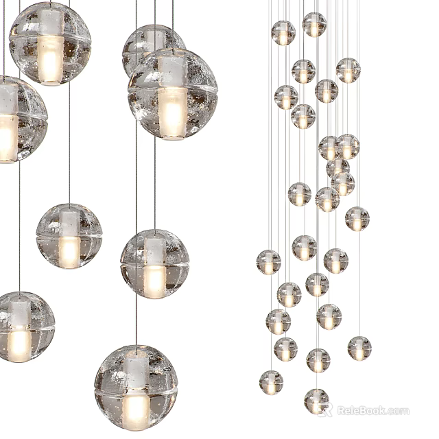Modern Glass Globe Pendant Lights Hanging Multiple Spherical Illuminated Design 3d model 