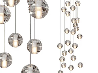 Modern Glass Globe Pendant Lights Hanging Multiple Spherical Illuminated Design 3d model