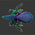 Vibrant 3D Alien Creature Model With Large Head Multiple Limbs Pink Eyes Sci Fi Design
