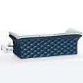 Light Blue Sectional Sofa with Dark Blue Accents Gray Pillows Throw Blanket and Coffee Table