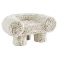 Soft Fluffy Ivory Plush Stool With Comfortable Round Armrest And Short Legs 3d model
