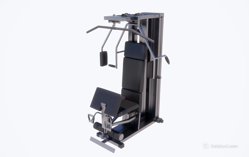 Multifunctional Home Gym Equipment With Metal Frame And Black Seats For Strength Training 3d model 
