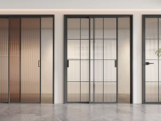 Modern balcony sliding door kitchen sliding door Changhong glass sliding door bathroom door 3d model