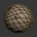 Decorative Sphere With Intricate Golden Mesh And Pink Interior Design 3d model
