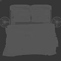 Comfy Double Bed With Brown Gray Blankets White Pillows Light Gray Headboard Wooden Side Table