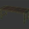 Dark Wooden Table With Smooth Tabletop And Sturdy Legs Design 3d model