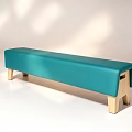 Teal Leather Sofa Bench With Wooden Legs Modern Design For Living Room