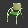 Modern Chair Furniture With White Frame Green Seat Cushion And Yellow Backrest