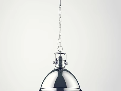 Modern Metallic Pendant Light With Glossy Hemispherical Shade And Chain Suspension 3d model