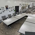 Modern Meeting Room Interior Design With Long Table Chairs And Wall