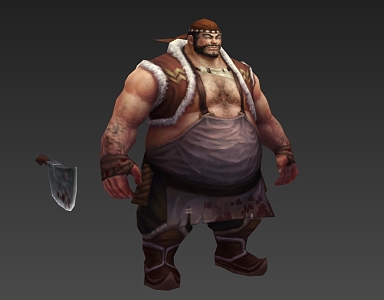 butcher slaughter pig man slaughterhouse workers fat man 3d model